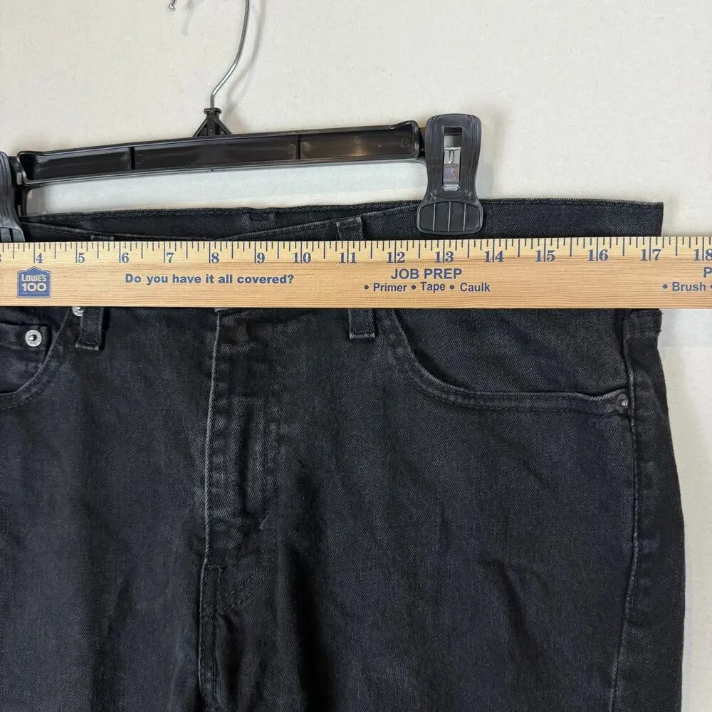 Levi's 511 Jeans Men 34x26 Black Denim Frayed Hem Mid-Rise Slim Fit Straight Leg
